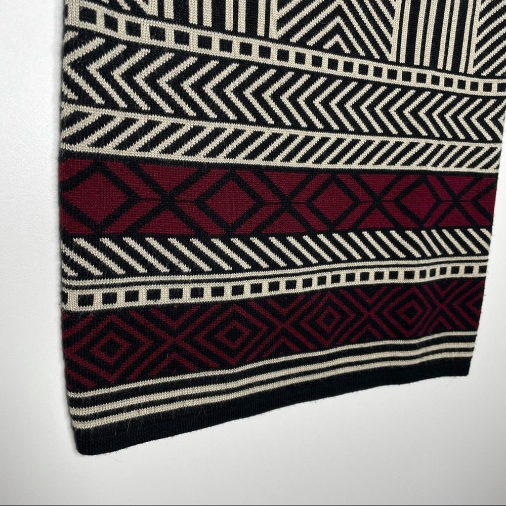 Potters Pot Sleeveless Geometric Knit Mini Sweater Dress Black Cream Burgundy S - Picture 5 of 11